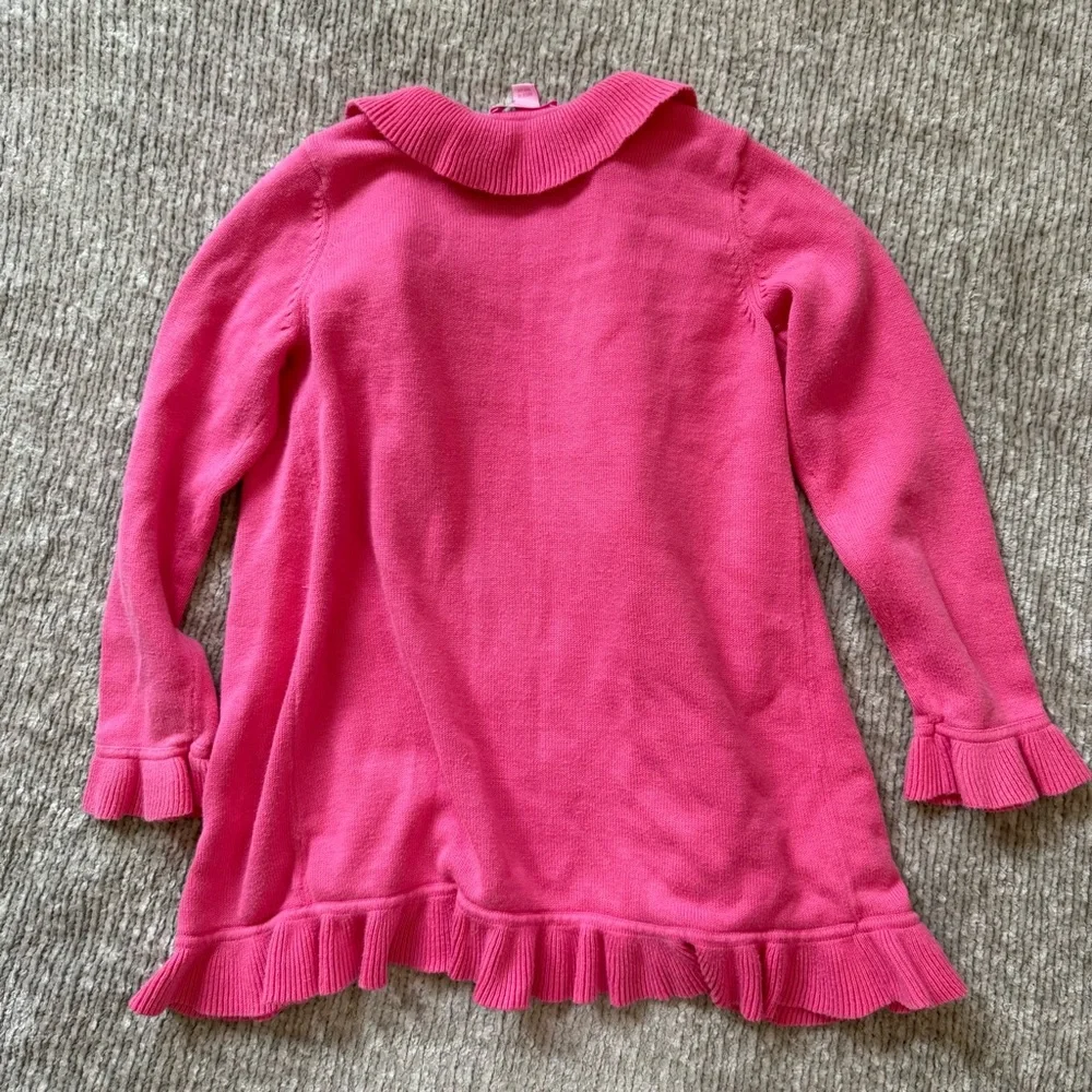 Lilly Pulitzer Girls 6 Pink Ruffle Trim Cardigan Sweater‎ 100% Cotton